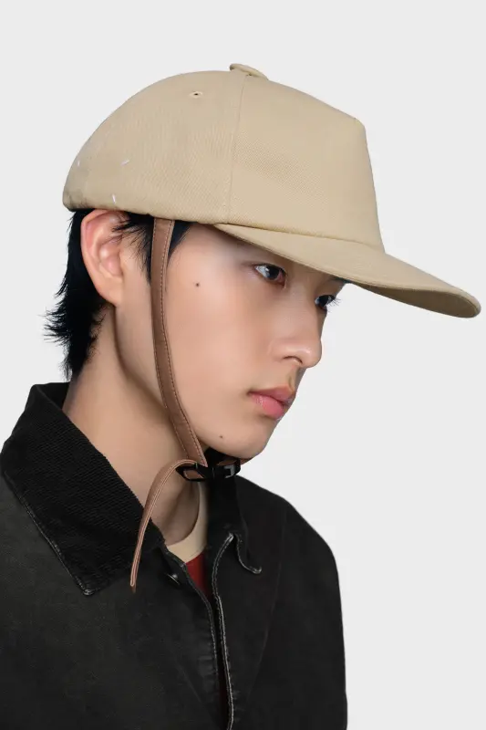 Maison Margiela Mens Brown Cotton Riding Cap Pink beige online