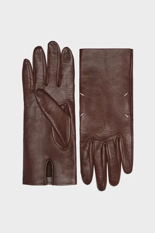 Maison Margiela Womens Brown Leather Gloves Cognac online