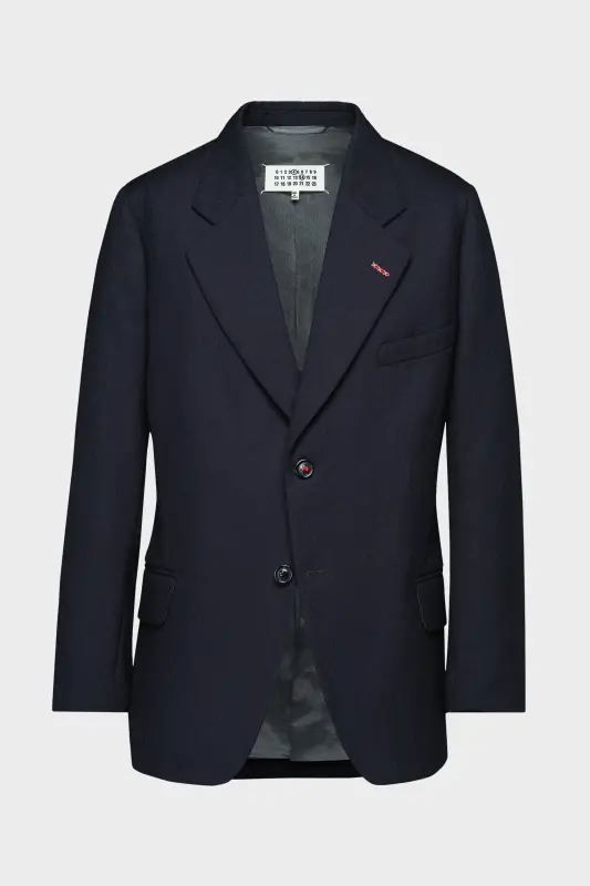 Maison Margiela Herringbone Wool Blazer Navy Blue online