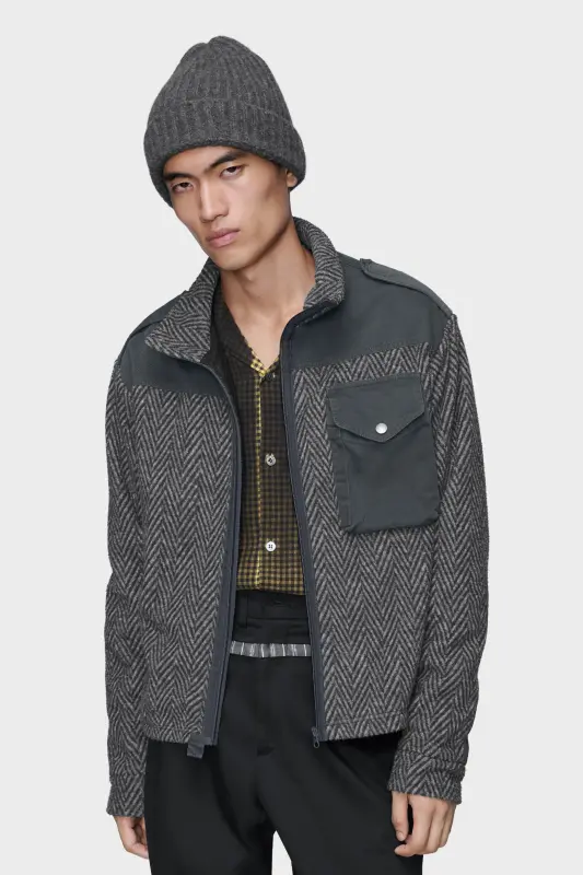 Maison Margiela Jacquard fleece caban Gray online
