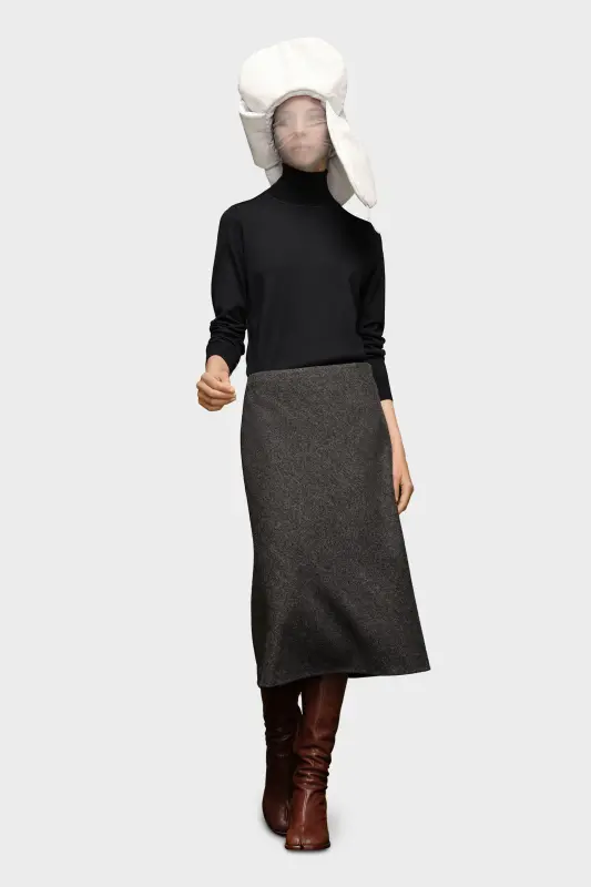 Maison Margiela Grey Wool A-Line Midi Skirt Dark grey online
