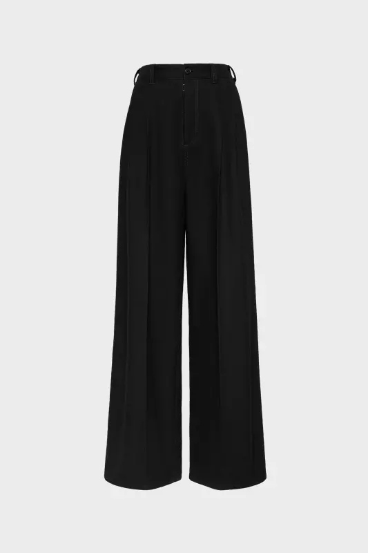 Maison Margiela Pleated Wool Trousers Black online