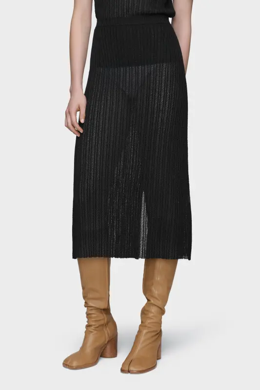 Maison Margiela Ribbed knit midi skirt Black online