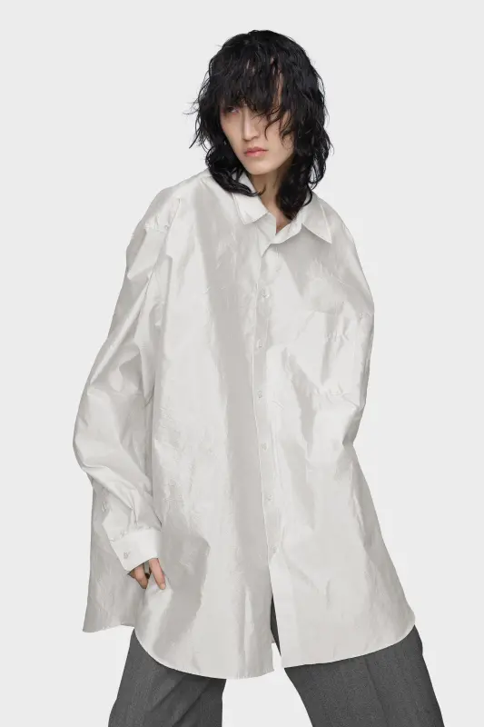 Maison Margiela Womens Gray Oversized Shirt Pearl Grey online