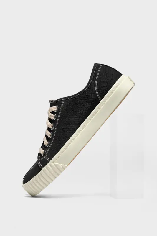 Maison Margiela Womens Black Cotton Tabi Sneakers Black and White online