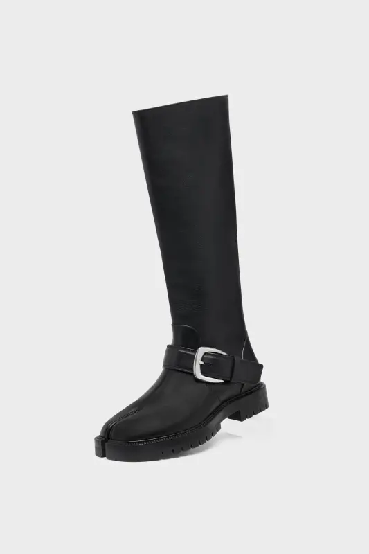 Maison Margiela Womens Black Leather Tabi Country Knee-High Boots Black online